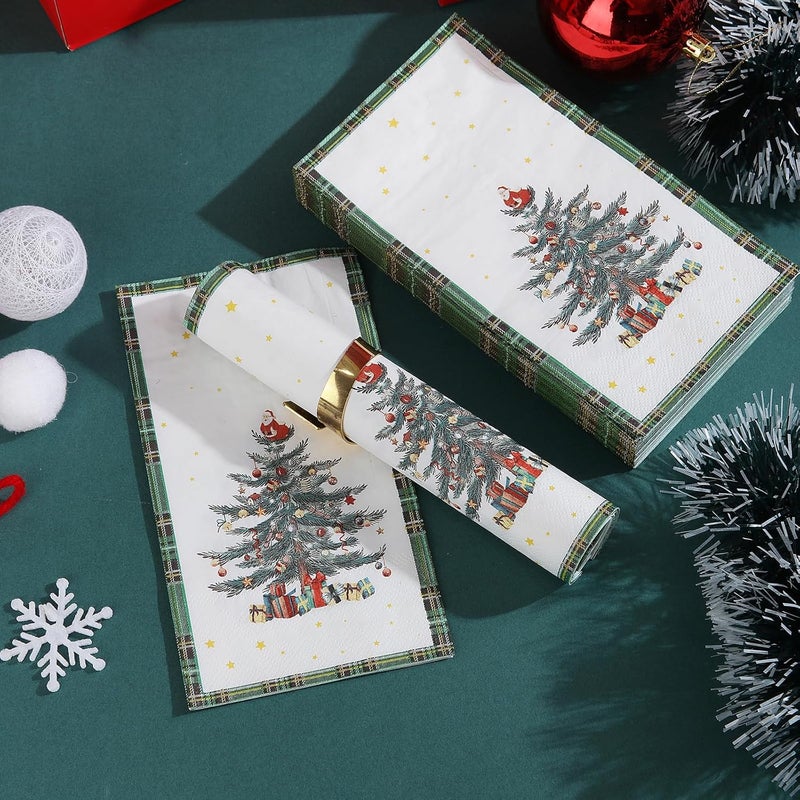 Tamone 100PCS 3-Ply Green Christmas Napkins - Christmas Tree Napkins Disposable - Premium Quality Green Dinner Napkins Soft and Absorbent - Image 4